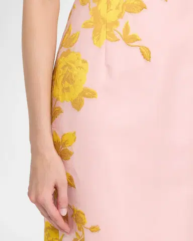 Lela Rose Rose Fil Coupe Empire-Waist Column Gown | Thumbnail 5