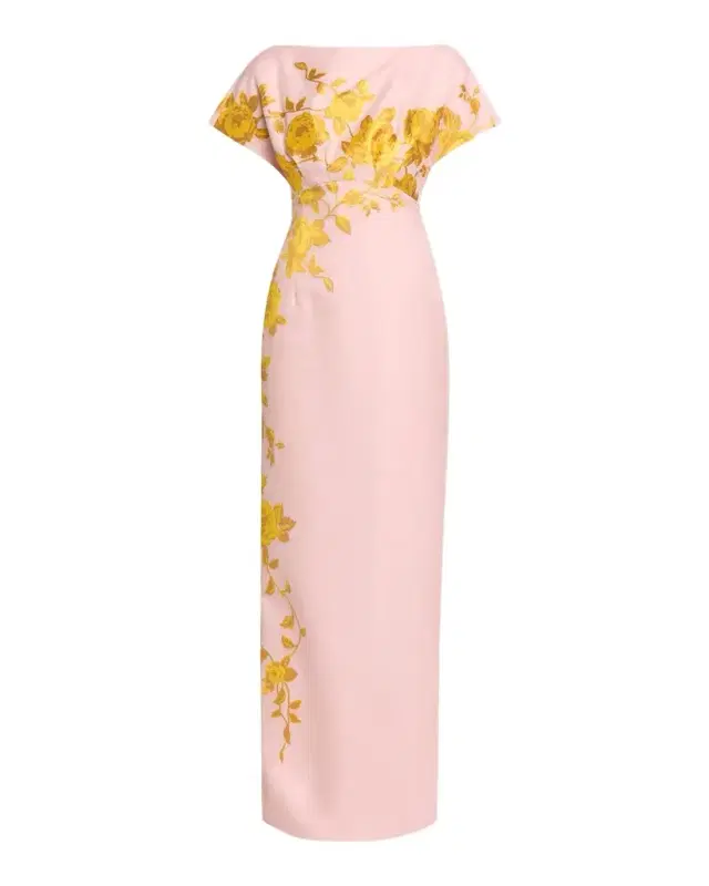 Lela Rose Rose Fil Coupe Empire-Waist Column Gown