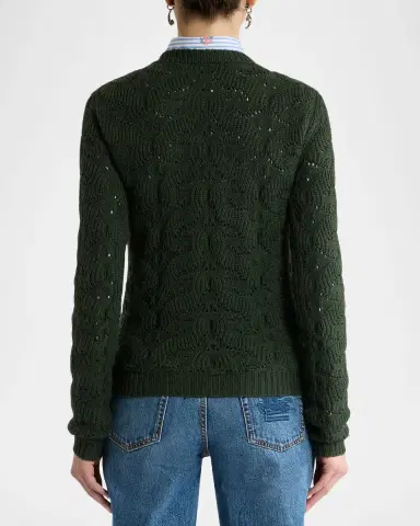 Etro Textured Pointelle Wool Crewneck Sweater | Thumbnail 3