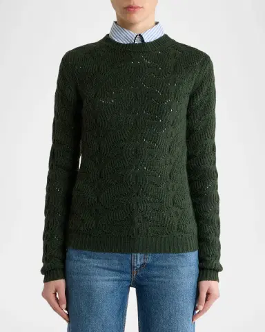 Etro Textured Pointelle Wool Crewneck Sweater | Thumbnail 4