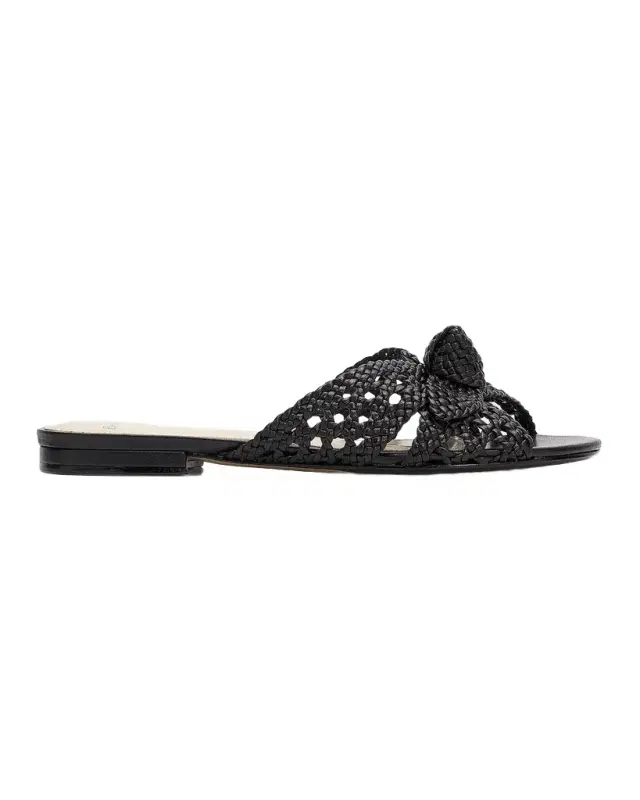 Alexandre Birman Belinda Woven Leather Flat Slide Sandals