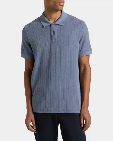 Vince Men's Drop-Needle Stripe Pima Cotton Polo Shirt | Thumbnail 4