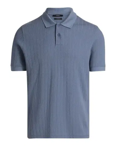 Vince Men's Drop-Needle Stripe Pima Cotton Polo Shirt | Thumbnail 1