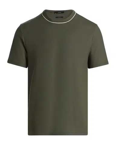Vince Men's Pima Cotton Pique Tipped Crewneck T-Shirt | Thumbnail 1 Vince Men's Pima Cotton Pique Tipped Crewneck T-Shirt | Thumbnail 1