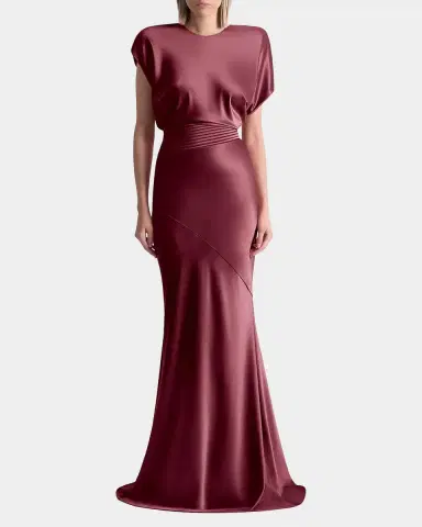 Zhivago Bond Draped Stretch Satin Mermaid Gown | Thumbnail 2 Zhivago Bond Draped Stretch Satin Mermaid Gown | Thumbnail 2
