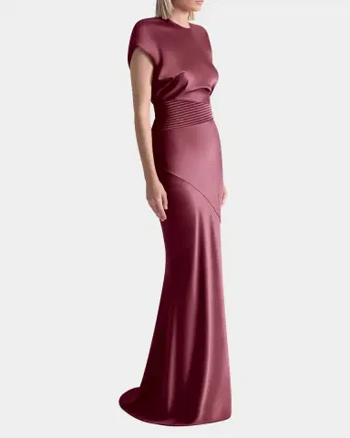Zhivago Bond Draped Stretch Satin Mermaid Gown | Thumbnail 4 Zhivago Bond Draped Stretch Satin Mermaid Gown | Thumbnail 4