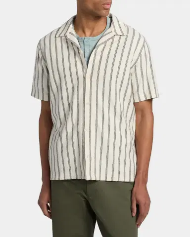 Vince Men's Stripe Terry Short-Sleeve Shirt | Thumbnail 4 Vince Men's Stripe Terry Short-Sleeve Shirt | Thumbnail 4