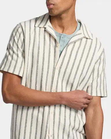 Vince Men's Stripe Terry Short-Sleeve Shirt | Thumbnail 5 Vince Men's Stripe Terry Short-Sleeve Shirt | Thumbnail 5
