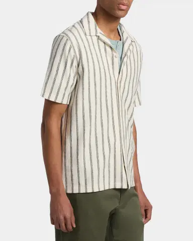 Vince Men's Stripe Terry Short-Sleeve Shirt | Thumbnail 7 Vince Men's Stripe Terry Short-Sleeve Shirt | Thumbnail 7