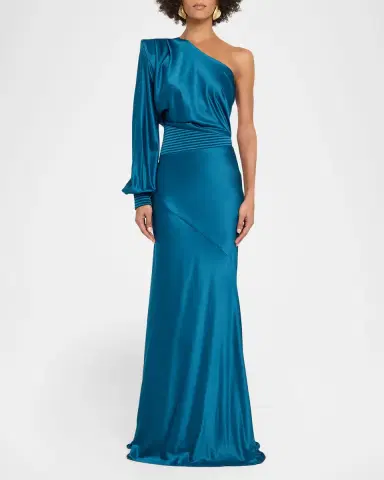 Zhivago Don 't Look Now Draped One-Shoulder Satin Gown | Thumbnail 2 Zhivago Don 't Look Now Draped One-Shoulder Satin Gown | Thumbnail 2