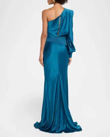 Zhivago Don 't Look Now Draped One-Shoulder Satin Gown | Thumbnail 3 Zhivago Don 't Look Now Draped One-Shoulder Satin Gown | Thumbnail 3