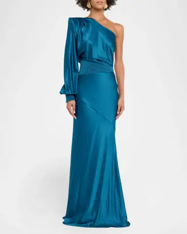 Zhivago Don 't Look Now Draped One-Shoulder Satin Gown | Thumbnail 4 Zhivago Don 't Look Now Draped One-Shoulder Satin Gown | Thumbnail 4