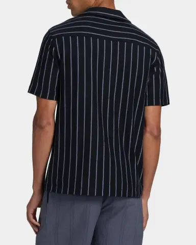 Vince Men's Stripe Terry Short-Sleeve Shirt | Thumbnail 3 Vince Men's Stripe Terry Short-Sleeve Shirt | Thumbnail 3