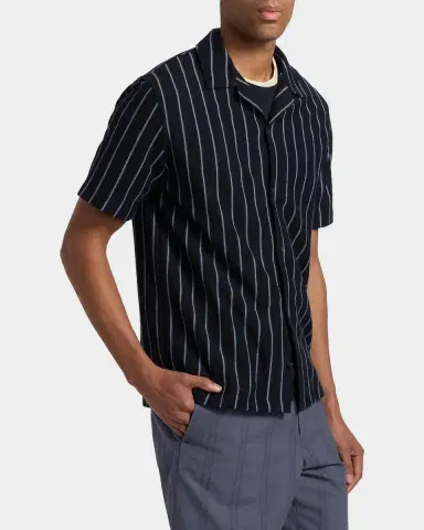 Vince Men's Stripe Terry Short-Sleeve Shirt | Thumbnail 7 Vince Men's Stripe Terry Short-Sleeve Shirt | Thumbnail 7