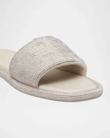 Tory Burch Double T Pave Leather Slide Sandals | Thumbnail 2