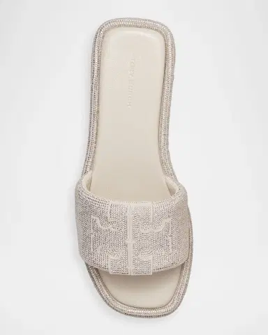 Tory Burch Double T Pave Leather Slide Sandals | Thumbnail 3