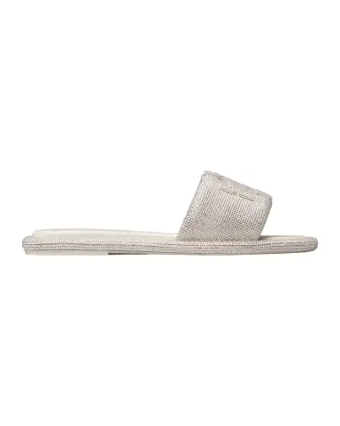 Tory Burch Double T Pave Leather Slide Sandals | Thumbnail 1