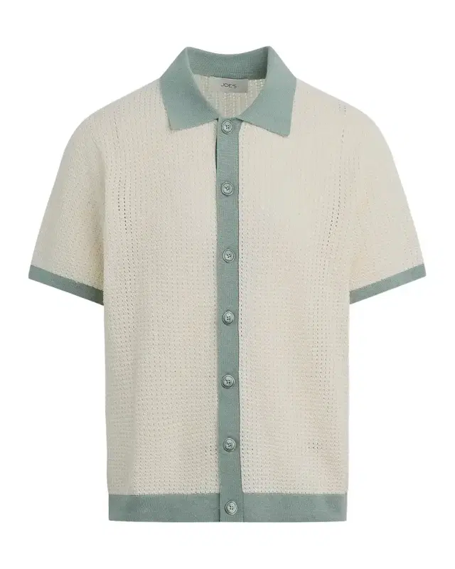 Joe 's Jeans Men 's Contrast-Trim Cotton and Linen Crochet Short-Sleeve Shirt