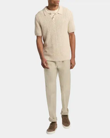 Vince Men's Cotton Seed Stitch Rib Polo Shirt | Thumbnail 2 Vince Men's Cotton Seed Stitch Rib Polo Shirt | Thumbnail 2