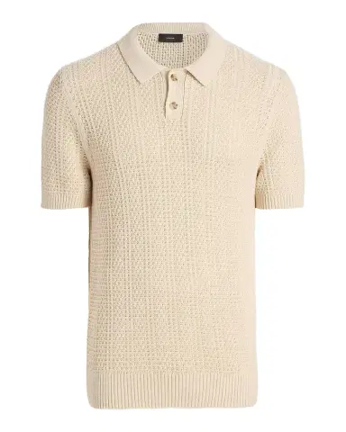 Vince Men's Cotton Seed Stitch Rib Polo Shirt | Thumbnail 1 Vince Men's Cotton Seed Stitch Rib Polo Shirt | Thumbnail 1