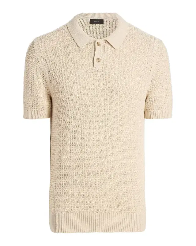 Men 's Cotton Seed Stitch Rib Polo Shirt