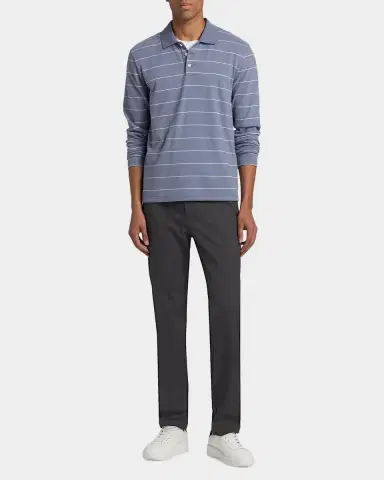 Vince Men's Pencil Stripe Long-Sleeve Polo Shirt | Thumbnail 2