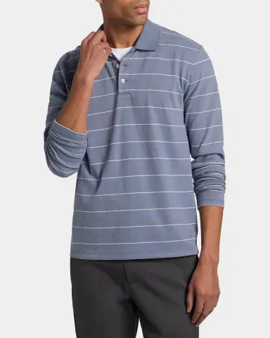 Vince Men's Pencil Stripe Long-Sleeve Polo Shirt | Thumbnail 4