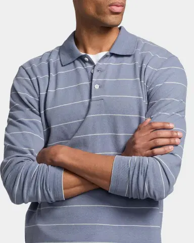 Vince Men's Pencil Stripe Long-Sleeve Polo Shirt | Thumbnail 5