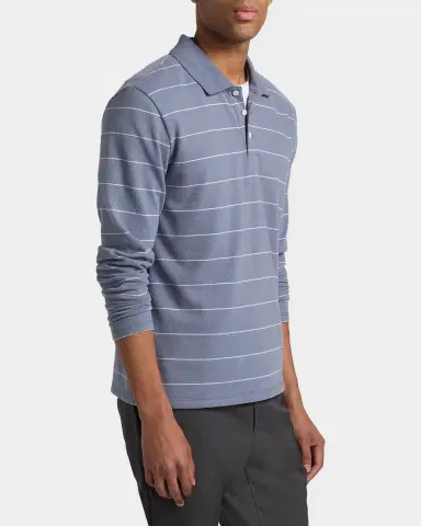 Vince Men's Pencil Stripe Long-Sleeve Polo Shirt | Thumbnail 7