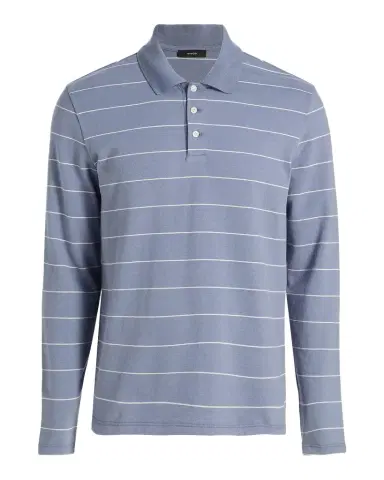 Vince Men's Pencil Stripe Long-Sleeve Polo Shirt | Thumbnail 1