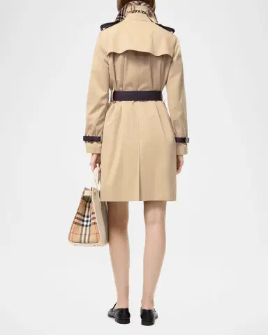 Burberry Kensington Leather-Trim Double-Breasted Trench Coat | Thumbnail 2 Burberry Kensington Leather-Trim Double-Breasted Trench Coat | Thumbnail 2