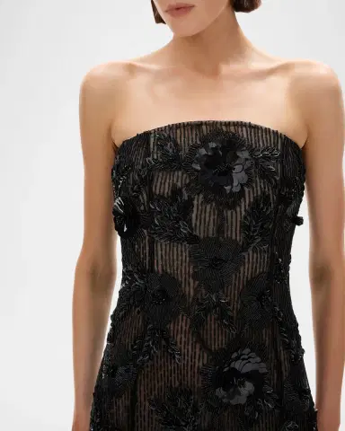 RACHEL GILBERT Pierre Strapless Embroidered Tulle Column Gown | Thumbnail 5