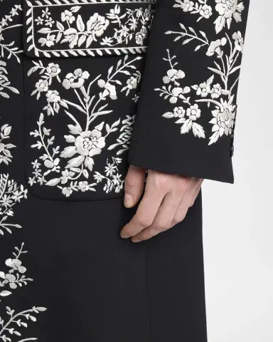 Alexander McQueen Men's Wool Embroidered Peak Lapel Overcoat | Thumbnail 5 Alexander McQueen Men's Wool Embroidered Peak Lapel Overcoat | Thumbnail 5