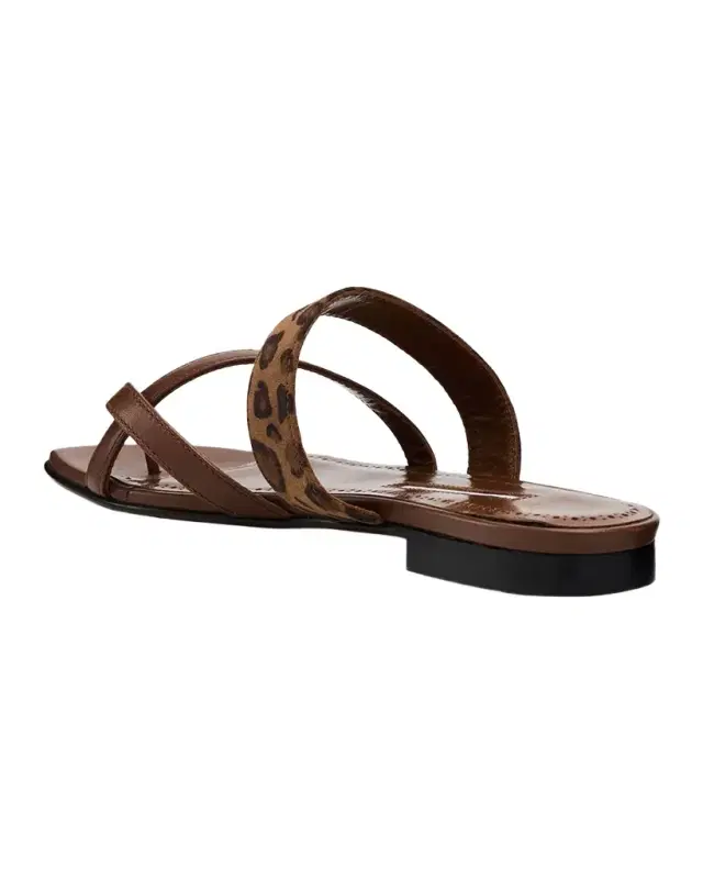 Susa Leather and Leopard-Printed Suede Crisscross Flat Sandals