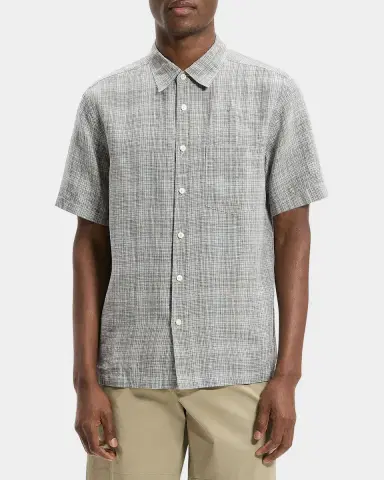 Theory Men's Irving Plaid Linen Shirt | Thumbnail 4 Theory Men's Irving Plaid Linen Shirt | Thumbnail 4