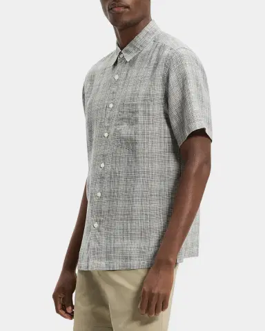 Theory Men's Irving Plaid Linen Shirt | Thumbnail 5 Theory Men's Irving Plaid Linen Shirt | Thumbnail 5