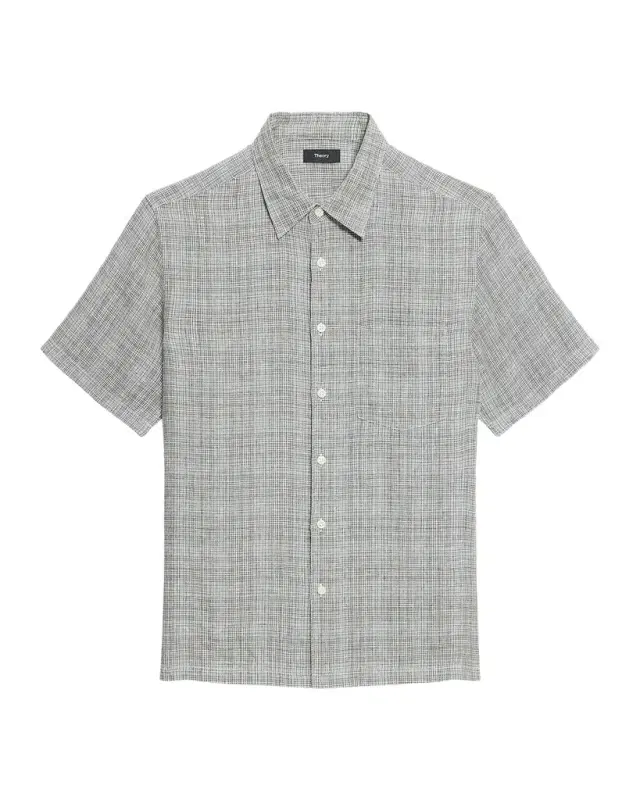 Theory Men 's Irving Plaid Linen Shirt