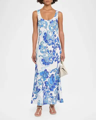 Johnny Was Floral Bias-Cut Linen Tank Dress | Thumbnail 2 Johnny Was Floral Bias-Cut Linen Tank Dress | Thumbnail 2