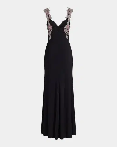 Mac Duggal Crystal Floral-Embroidered Jersey Gown | Thumbnail 5 Mac Duggal Crystal Floral-Embroidered Jersey Gown | Thumbnail 5