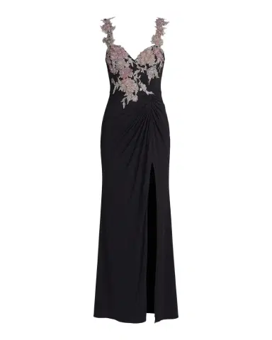 Mac Duggal Crystal Floral-Embroidered Jersey Gown | Thumbnail 1 Mac Duggal Crystal Floral-Embroidered Jersey Gown | Thumbnail 1