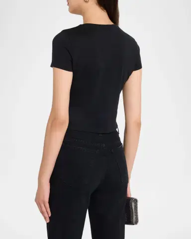 Alice + Olivia Cindy Embellished Butterfly Cropped T-Shirt | Thumbnail 2 Alice + Olivia Cindy Embellished Butterfly Cropped T-Shirt | Thumbnail 2