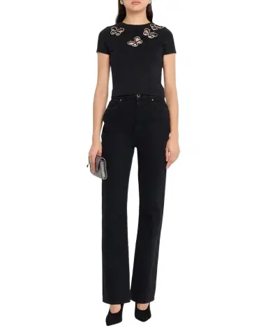 Alice + Olivia Cindy Embellished Butterfly Cropped T-Shirt | Thumbnail 1 Alice + Olivia Cindy Embellished Butterfly Cropped T-Shirt | Thumbnail 1