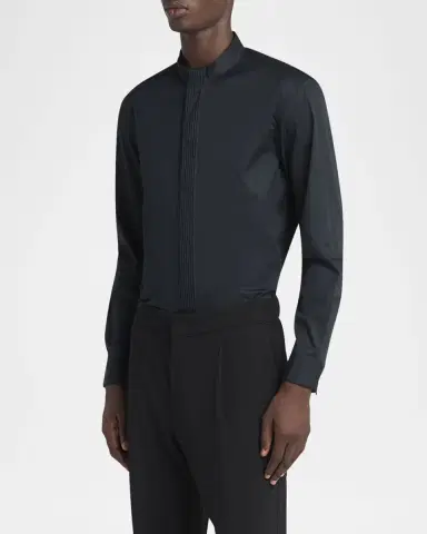 Giorgio Armani Men's Luxe Pleated Stripe Dress Shirt | Thumbnail 4