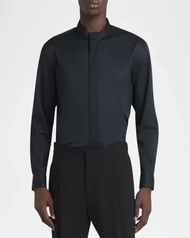 Giorgio Armani Men's Luxe Pleated Stripe Dress Shirt | Thumbnail 5