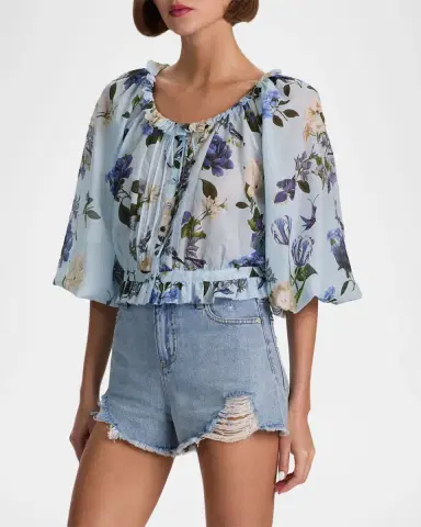 Alice + Olivia McLaine Cropped Button-Front Blouse | Thumbnail 5 Alice + Olivia McLaine Cropped Button-Front Blouse | Thumbnail 5