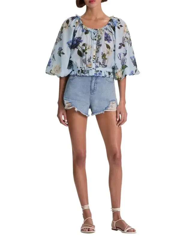 ALICE + OLIVIA McLaine Cropped Button-Front Blouse