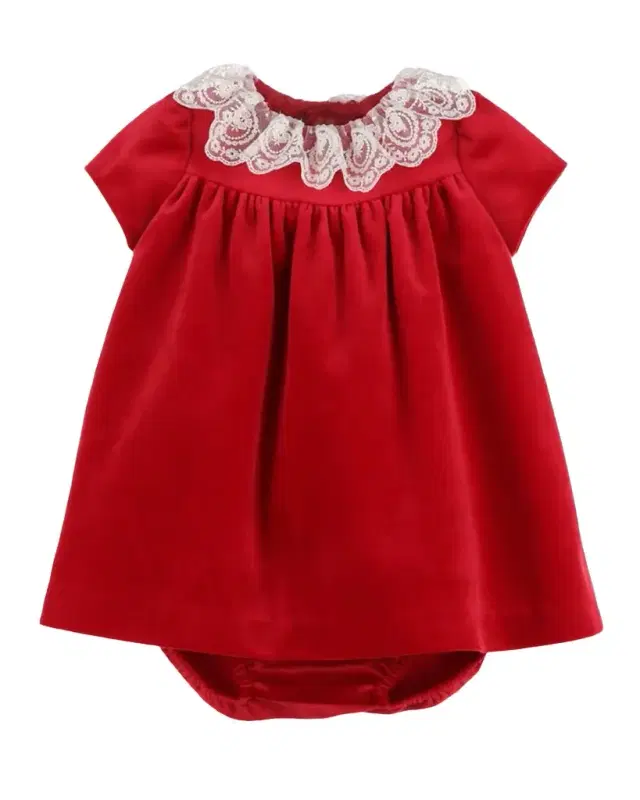 Luli & Me Girl 's Velvet Dress & Bloomers Set, Size NB-24M