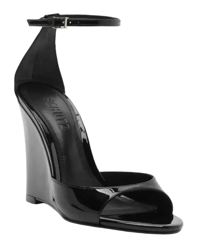Schutz 0mm Scarlett Patent Leather Wedge Sandals