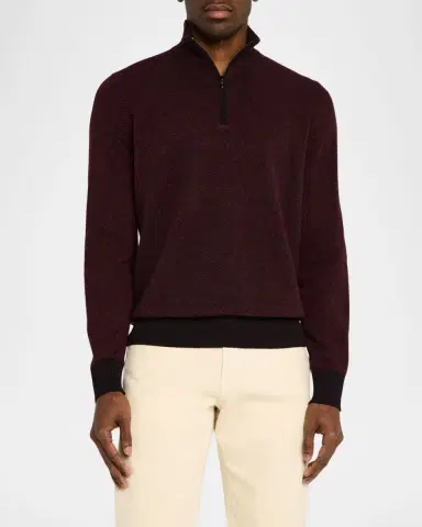 Loro Piana Men's Roadster 1/4-Zip Cashmere Sweater | Thumbnail 3 Loro Piana Men's Roadster 1/4-Zip Cashmere Sweater | Thumbnail 3
