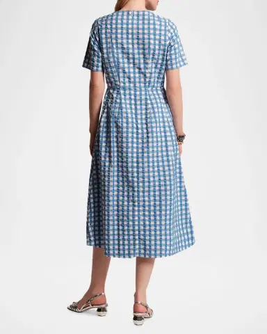 Frances Valentine Michelle Flower-Embellished Gingham Midi Dress | Thumbnail 2 Frances Valentine Michelle Flower-Embellished Gingham Midi Dress | Thumbnail 2